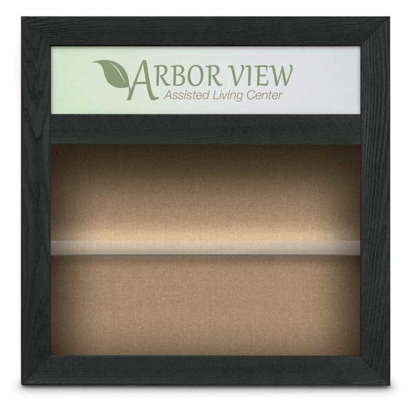 Outdoor Enclosed Combo Board, 42"x32", Bronze Frame/Burgundy & Forbo